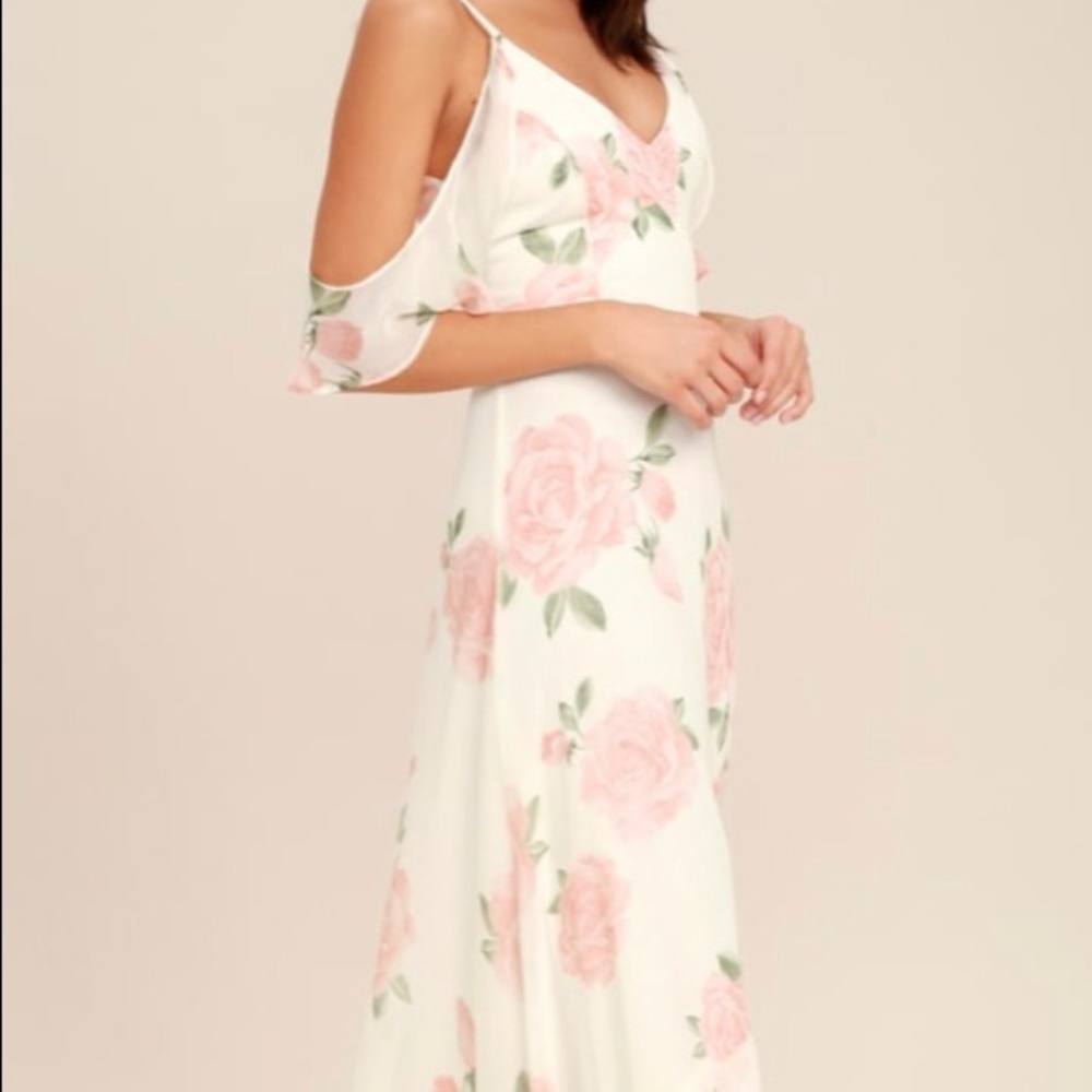 Take You There ivory floral print maxi dress